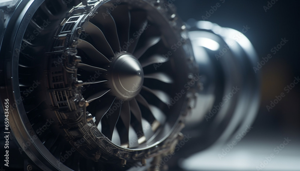 Metallic propeller turning on shiny air vehicle in aerospace industry generated by AI Metallic propeller turning on shiny air vehicle in aerospace industry generated by AI