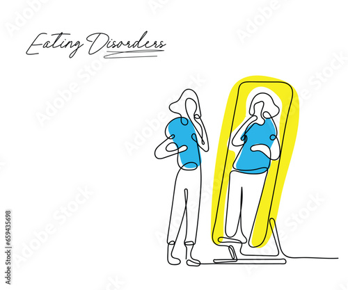 line art concept of eating disorder. Bulimia Nervosa art.