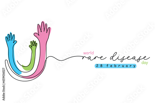 world rare disease day is observed every year on 28 february. Line art vector. Rare diseases awareness concept art.