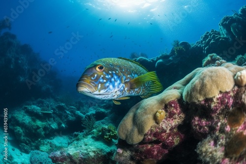 Marine life, underwater scenery, vibrant fish, diverse ecosystem. Generative AI © Ginevra