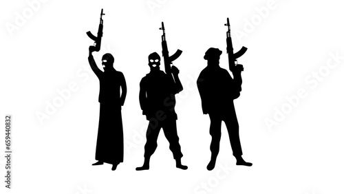 Set of terrorist silhouettes photo