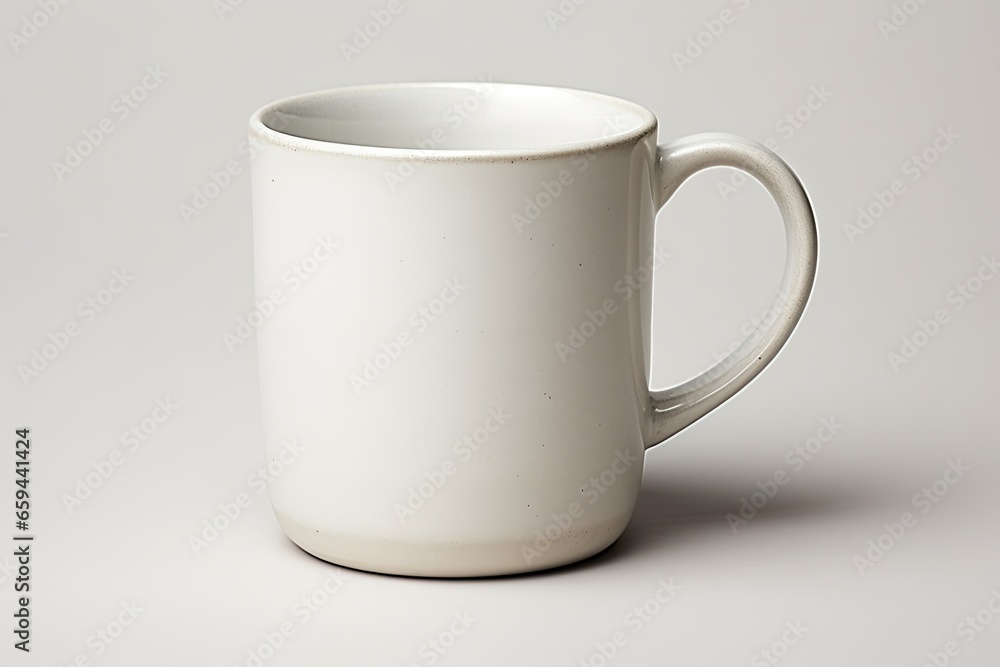 White Ceramic Coffee Mug - Single Crockery Container for Hot Drinks with Brown Coffee Color Scheme: White Ceramic Coffee Mug - Single Crockery Container for Hot Drinks with Brown Coffee Color Scheme: