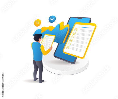 Analytical data checklist with business smartphone
