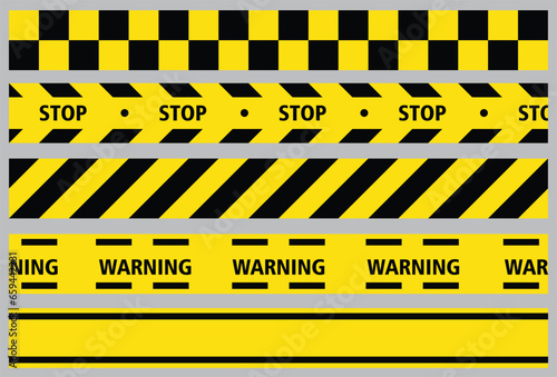 Set of warning tapes isolated on white background. Warning tape, danger tape, caution tape, under construction tape. Vector illustration