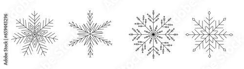Snow. Snowflake- vector icons. Snowflakes template. Snowflake different shape. Winter concept. Vector illustration.