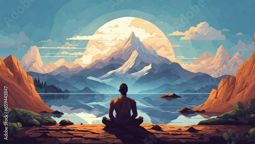 man meditating natural background