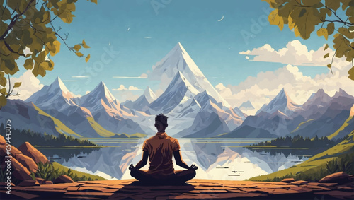 man meditating natural background