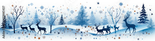 Christmas Banner with Snowflakes and Reindeer Pattern. Generative AI © Stefan