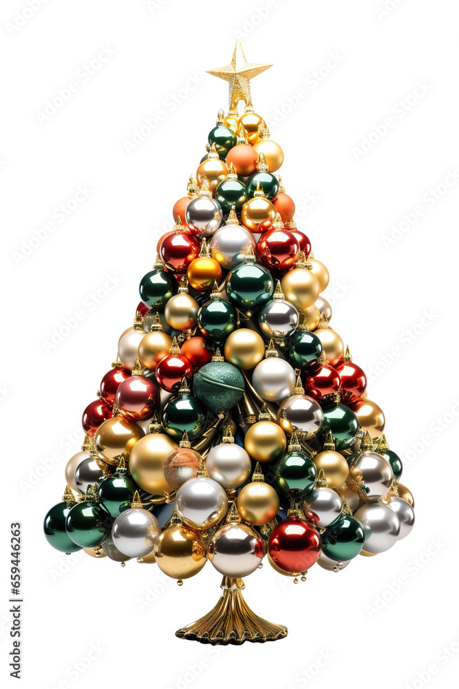 Christmas Tree With Baubles ultra detailed on white background PNG Christmas Tree With Baubles ultra detailed on white background PNG