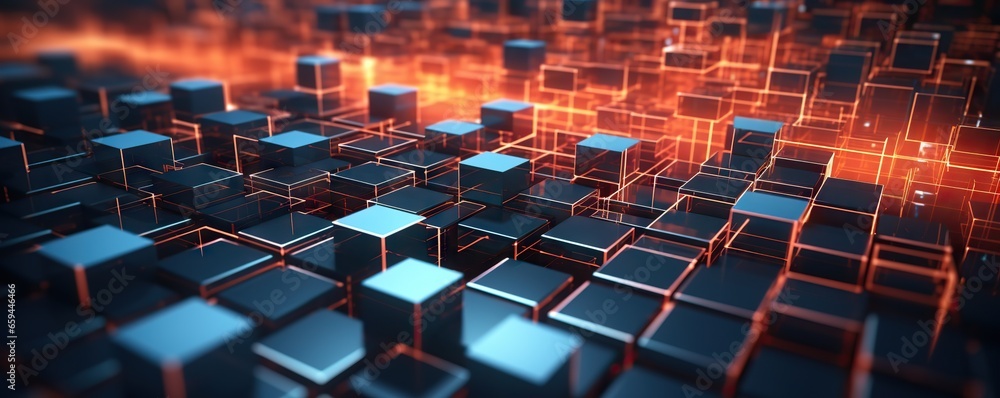 Obraz premium Abstract digital background. Can be used for technological processes, neural networks and AI, digital storages, sound and graphic forms, science, education, etc.