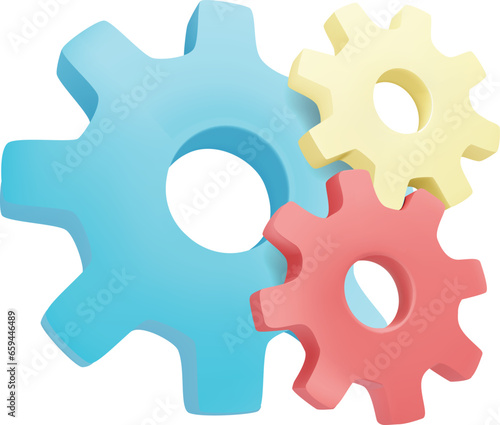 3d Gear Process Automation Icon. Cogwheel Gear, Setting Symbol.
