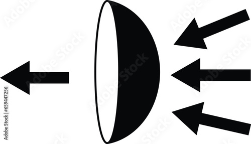 Contact lens light transmission icon. Dispersion sign. flat style.