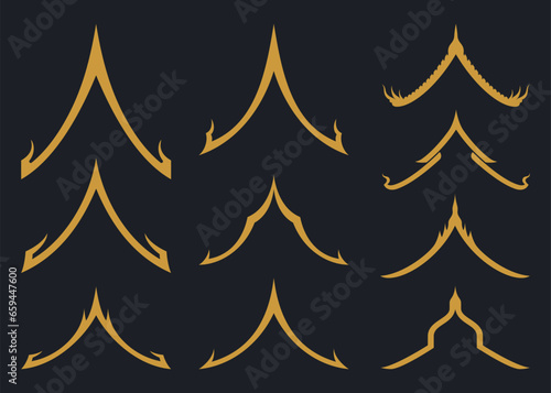 Roof gable in thai style buddhism buddhis. Southeast Asia. Vector illustration