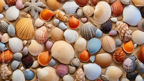 Diverse Seashells on a Sandy Beach