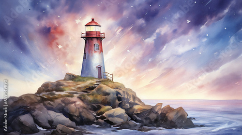 lighthouse watercolor Generative AI