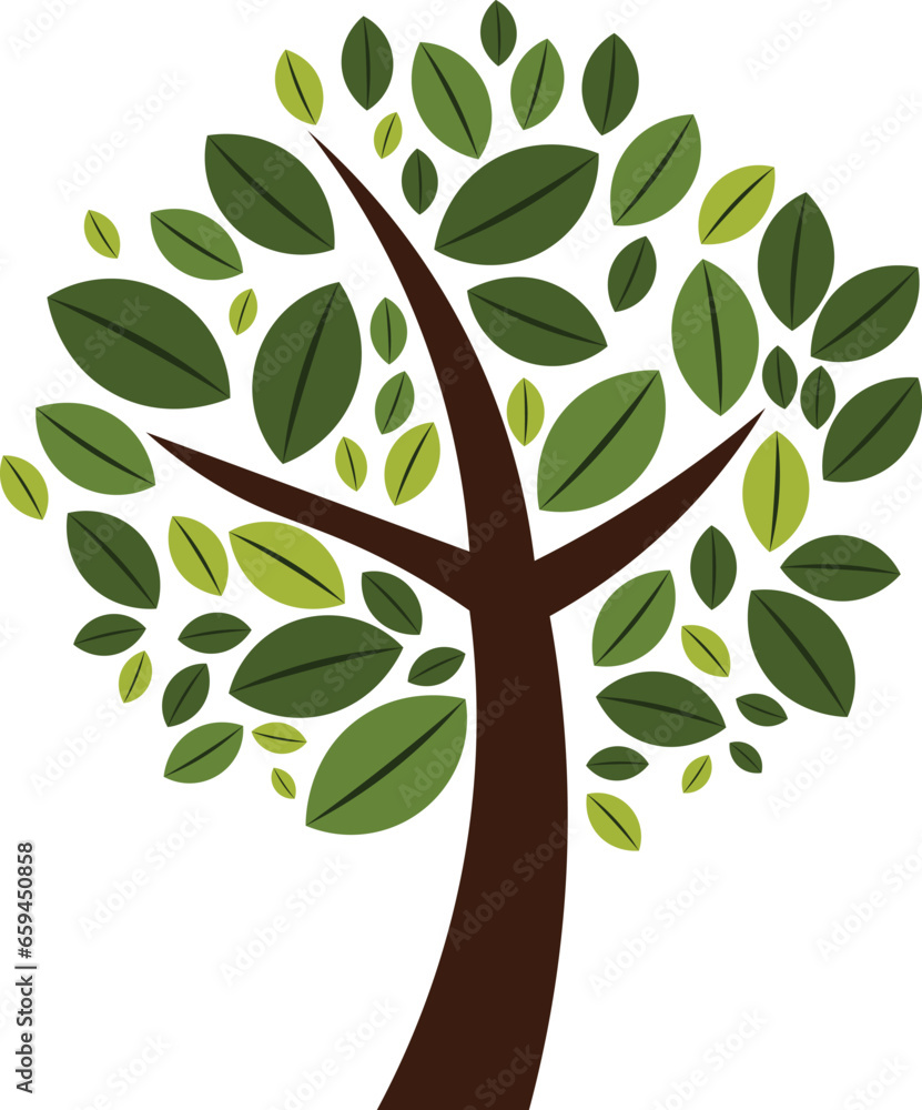 Minimal flat tree with transparent background; named, organized, and editable layers