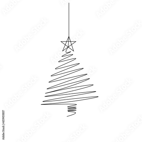 christmas Tree Line Art Vector EPS10