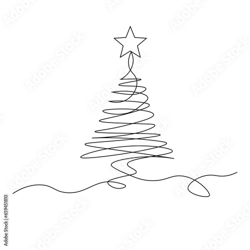 christmas Tree Line Art Vector EPS10
