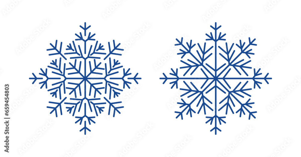 Abstract snowflake set vector illustration. Ice flake icon to use in christmas, xmas, winter holiday projects. 