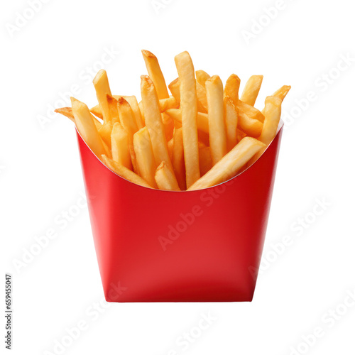 French fries isolated on white transparent background, PNG. 