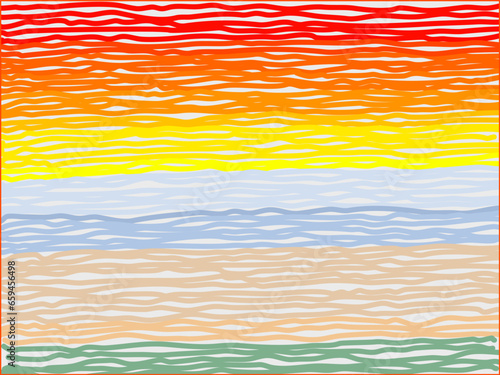 Colorful line drawings that complement the abstract background. A strange perspective.