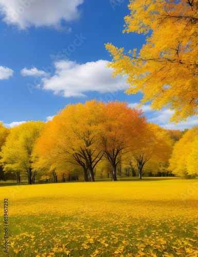 A time-lapse depiction of changing seasons in a lush meadow, showcasing the transformation from blooming flowers in spring to golden leaves falling in autumn.