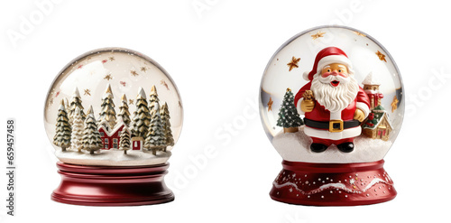 Web Poster for Merry Christmas: Featuring Glass Snowball and Christmas Snow Globe on transparent background, png - Generative AI photo