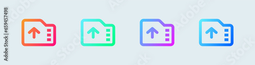 Export line icon in gradient colors. Import file signs vector illustration.