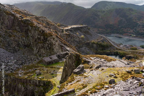 views around the old disused slate quarry of dinorwic , north Wales photo