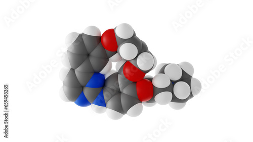 pacritinib molecule, anti-cancer medication molecule molecular structure, isolated 3d model van der Waals