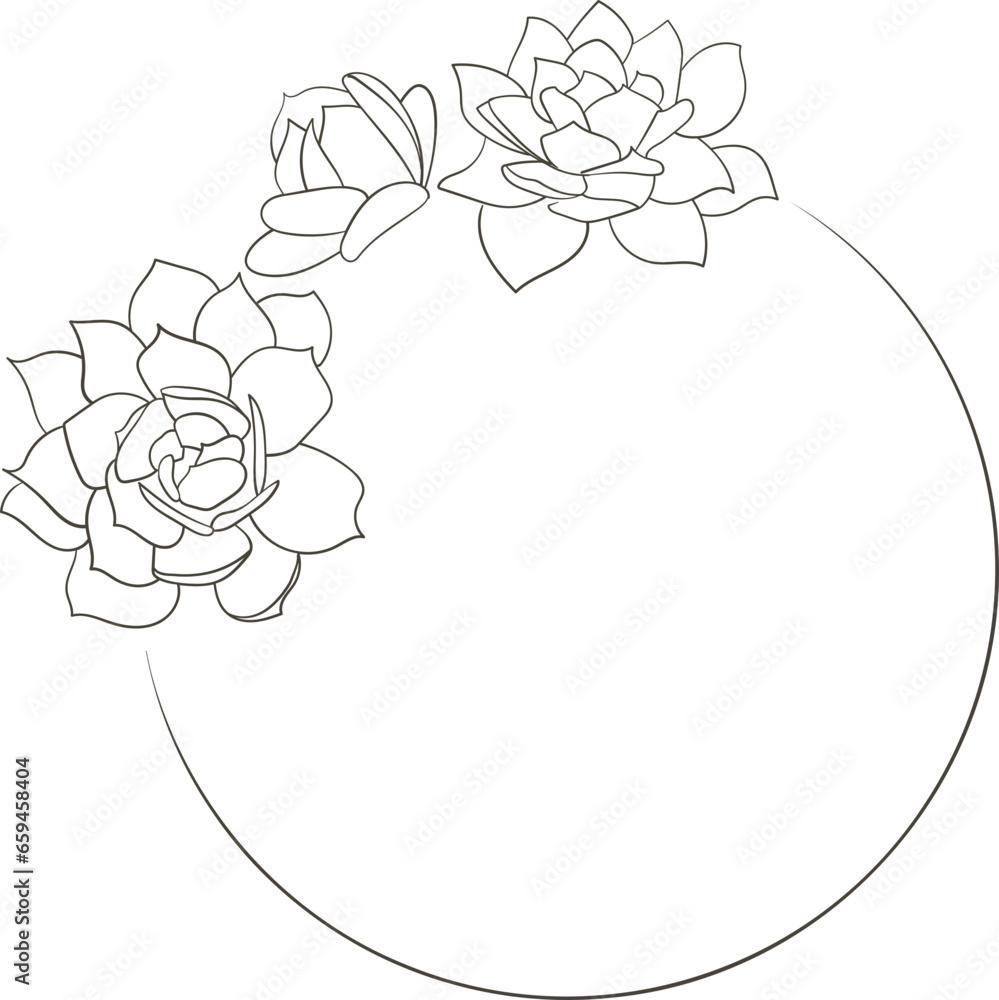 Floral frame design for romantic card or wedding invitation. Flower vector border template.