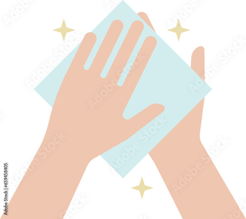 Wipe your hands with a napkin. Hand cleaning icon. Vector illustration