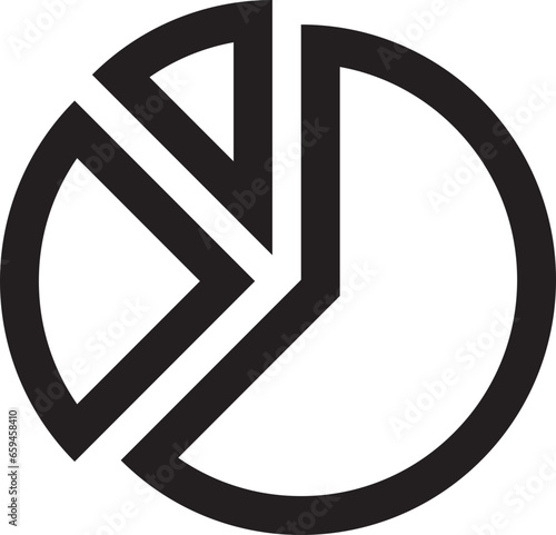 Round graphic fraction circle shape vector element. Geometric diagram division section icon.