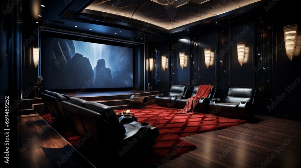 Transform your home into a cinematic experience with a theater boasting plush recliners and ambient lighting. Transform your home into a cinematic experience with a theater boasting plush recliners and ambient lighting.