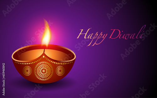 Illustration of a burning diya as a decorative ornament and a festive background, captures the essence of Diwali, the festival of lights. Perfect for Diwali greeting cards and festive decorations