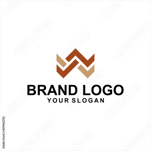 letter W abstract wood logo vector