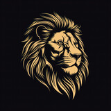 Majestic Lion Head: Detailed Illustration in Graphic Style