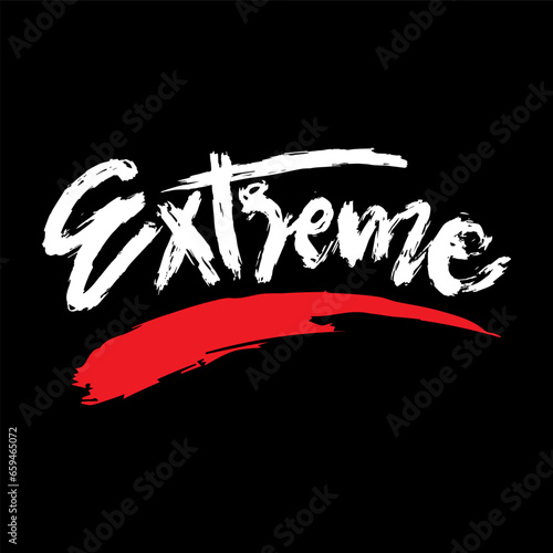 Extreme text vector. Modern dry brush lettering. Vector illustration. Grunge style.