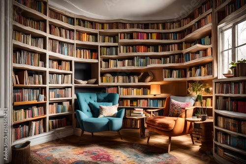 library shelves with books