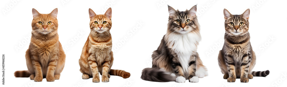 Cat on transparent PNG background, isolated on white background, Generative Ai Cat on transparent PNG background, isolated on white background, Generative Ai