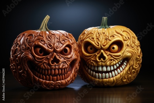 artfully carved Pumpkins for Halloween © Lucie Richter