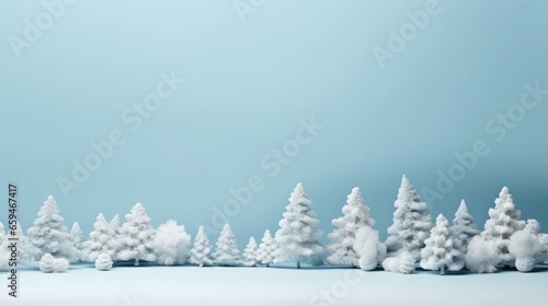 Abstract minimal winter Christmas background with Christmas tree, element and snowflakes, AI generated