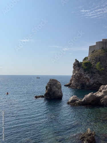 Coastal rocks along the Croatian Dalmatian coast in the Adriatic Sea