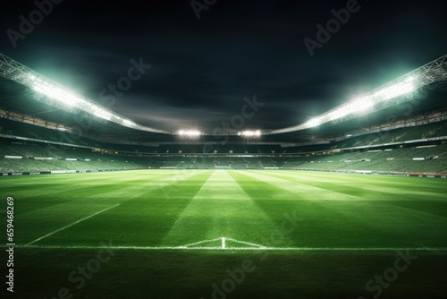 cinematic scene of an empty football stadium.  © RPL-Studio