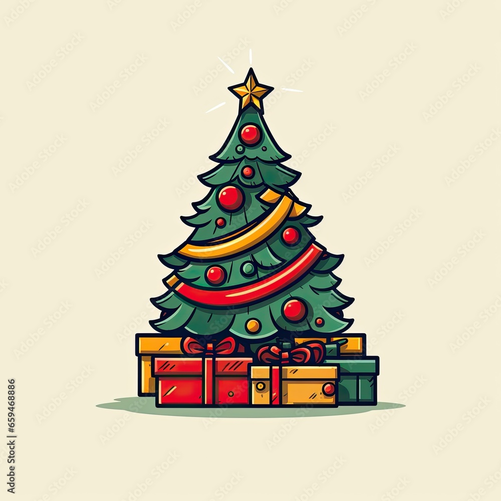illustration of a decorated christmas tree. illustration of a decorated christmas tree.
