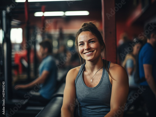 Smiling fit young woman working out in gym Free Download Smiling fit young woman working out in gym - GFXLoad