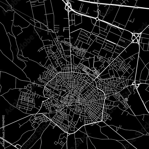 1:1 square aspect ratio vector road map of the city of  Andria in Italy with white roads on a black background. photo