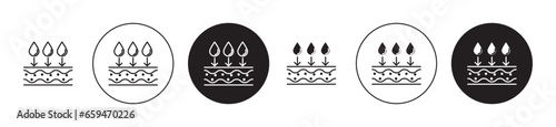 Line icon set for fast moisture absorption. Water absorb fabric layer symbol in black filled style. photo