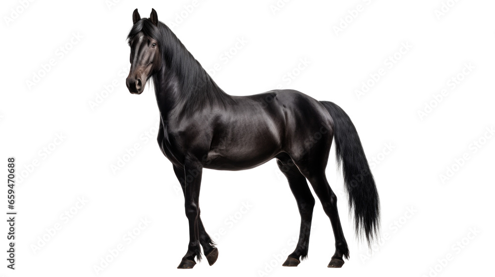 Black horse shiny isolated on transparent  background, Png files