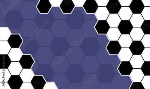 Soccer ball on red background. Football net pattern. Honeycomb cells. hexagon background.